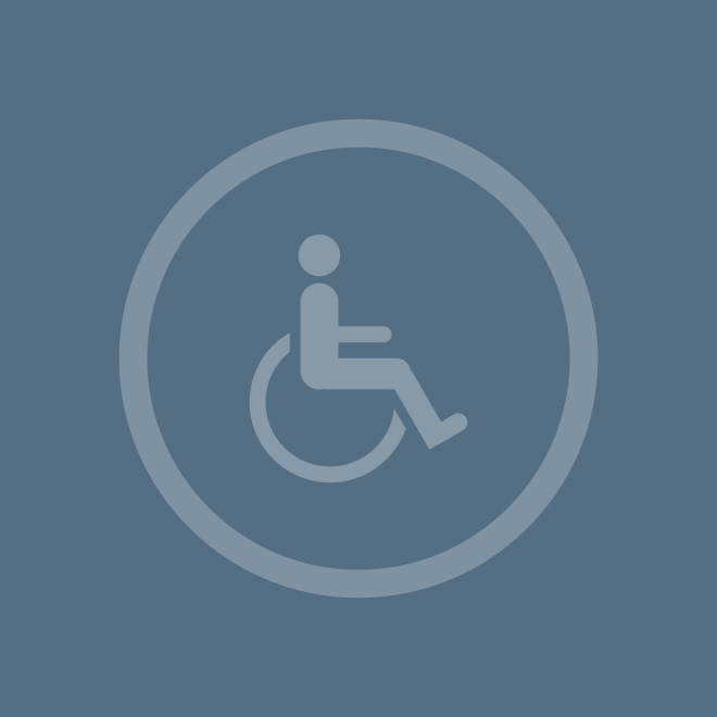 Piktogramm eines Rollstuhlfahrers.
