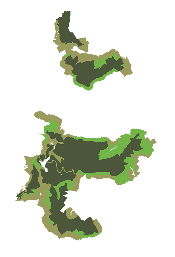 Karte auf der die drei Zonen des Nationalparks eingezeichnet sind.