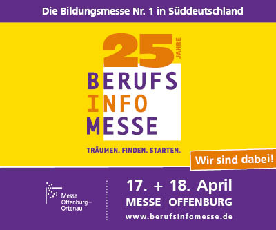 Banner der Berufs Info Messe 2026 in Offenburg