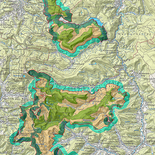 Gebietsgliederung des Nationalpark Schwarzwald